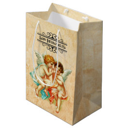 ヴィンテージエフエメラエンジェルチェリュブイラストレーション ミディアムペーパーバッグ