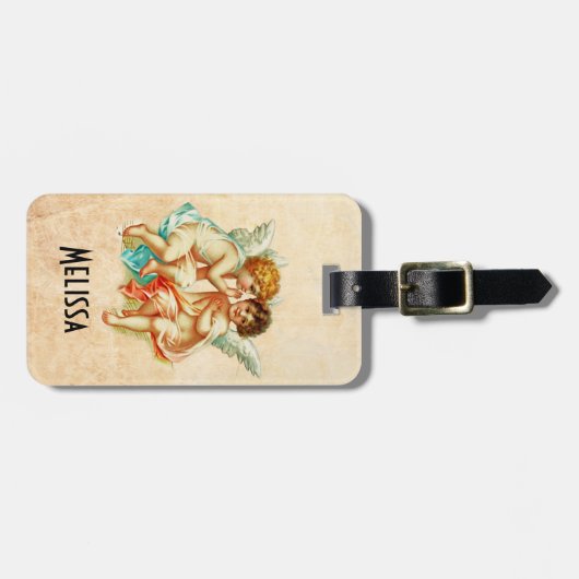 ヴィンテージエフエメラエンジェルチェリュブイラストレーション ラゲッジタグ (正面横)