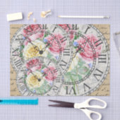 ヴィンテージエフエメラクロック植物性バラ 薄葉紙 (クラフト)