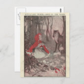 ヴィンテージエフエメラリトルレッドライディングフードハガキ ポストカード (正面/裏面)