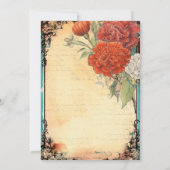 ヴィンテージエフエメラレッドカーネーションブライダルシャワー 招待状 (裏面)