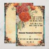 ヴィンテージエフエメラレッドカーネーションブライダルシャワー 招待状 (正面/裏面)