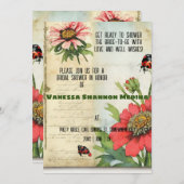 ヴィンテージエフエメラレッドジニアスブライダルシャワー 招待状 (正面/裏面)