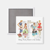 ヴィンテージエプロン裁縫模様磁石 マグネット (正面/裏面)