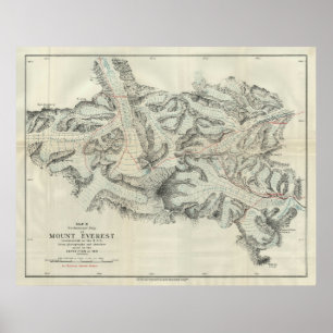 ヴィンテージエベレスト山の地図(1921年) ポスター