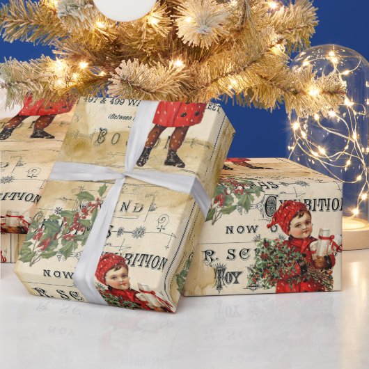 ヴィンテージエペソかわいいキッズクリスマス広告ポスター ラッピングペーパー (クリスマス)