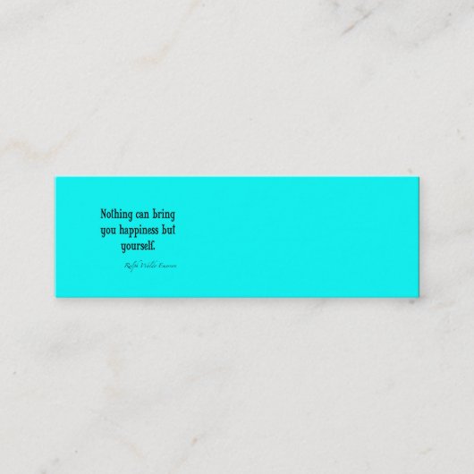 ヴィンテージエマーソンハピネス引用文ネオンブルーティール(緑がかった色) スキニー名刺 (正面)