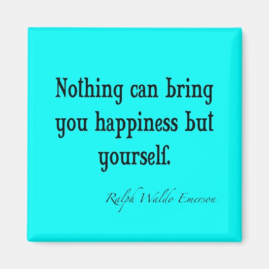 ヴィンテージエマーソンハピネス引用文ネオンブルーティール（緑がかった色） マグネット (正面)