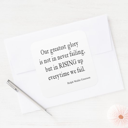 ヴィンテージエマーソン克服の失敗引用文 スクエアシール (封筒)