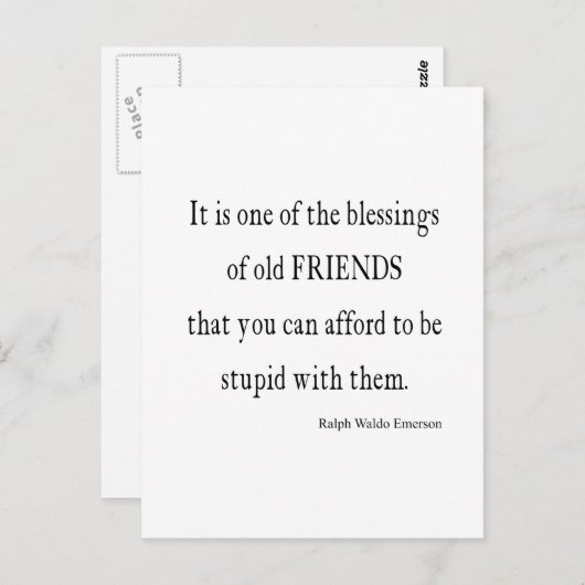 ヴィンテージエマーソン賛美フレンドシップ引用文 ポストカード (正面/裏面)