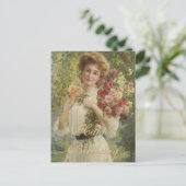 ヴィンテージエミールバーノンウーマンフローラハッピーバースデー ポストカード (スタンド正面)