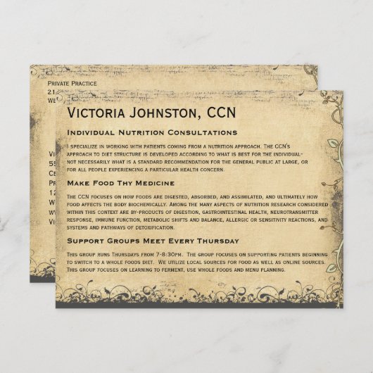 ヴィンテージエメラルドグリーンハートのリーディングツリー ポストカード (正面/裏面)