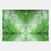 ヴィンテージエメラルドグリーンフラワーモチーフ白グリッター ラッピングペーパーシート (正面3)