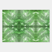 ヴィンテージエメラルドグリーンフラワーモチーフ白グリッター ラッピングペーパーシート (正面3)