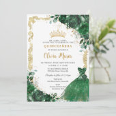 ヴィンテージエメラルドグリーンフローラドレスキンセアニラ 招待状 (スタンド正面)