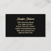 ヴィンテージエメラルドグリーンフローラバラと金ゴールドスクリプト 名刺 (裏面)