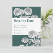 ヴィンテージエメラルドグリーンフローラ結婚式の日付を保存 招待状 (スタンド正面)