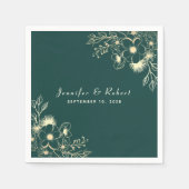 ヴィンテージエメラルドグリーン結婚ズ スタンダードカクテルナプキン (正面)