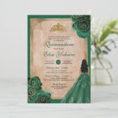 ヴィンテージエメラルドグリーン金ゴールドバラ王室のキンセアニェラ 招待状 (スタンド正面)