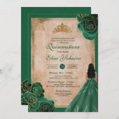 ヴィンテージエメラルドグリーン金ゴールドバラ王室のキンセアニェラ 招待状 (正面/裏面)