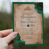 ヴィンテージエメラルドグリーン金ゴールドバラ王室のキンセアニェラ 招待状