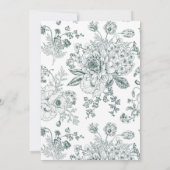 ヴィンテージエメラルドフローララインアート50誕生日 招待状 (裏面)