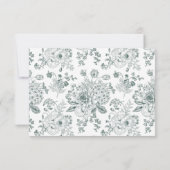 ヴィンテージエメラルドフローララインアートQRコードRSVP 出欠カード (裏面)