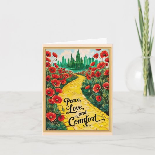 ヴィンテージエメラルドポピーHospiceカード – 平和と愛 カード (正面)