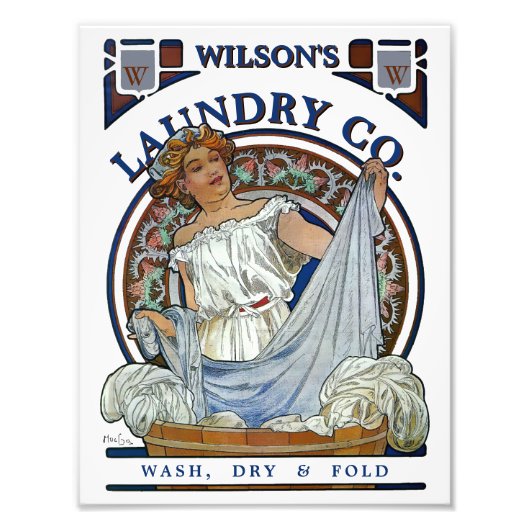 ヴィンテージエラビクトリアンーアールヌーボーランドリー フォトプリント            (正面)