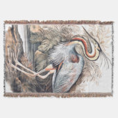 ヴィンテージエリザベスグウィリアムパープルヘロン スローブランケット (正面)