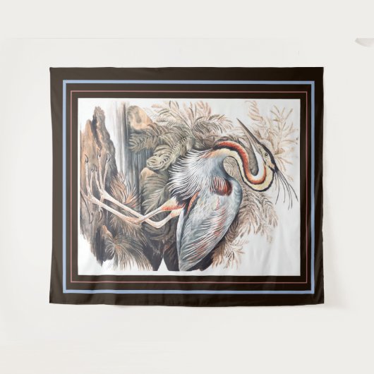 ヴィンテージエリザベスグウィリアムパープルヘロン タペストリー (正面(横))