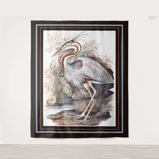 ヴィンテージエリザベスグウィリアムパープルヘロン タペストリー (正面)