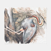 ヴィンテージエリザベスグウィリアムパープルヘロン フリースブランケット (正面(横))