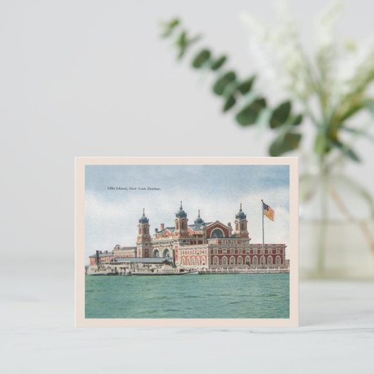 ヴィンテージエリスアイランドニューヨークハーバー ポストカード (スタンド正面)