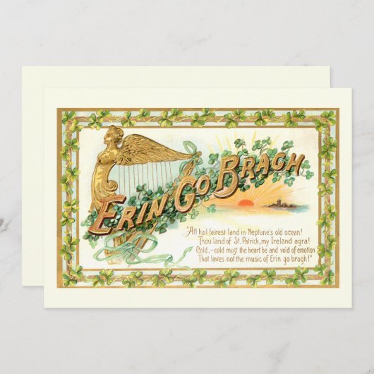 ヴィンテージエリンゴーブラグ、ハープとシャムロック シーズンカード (正面/裏面)