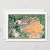 ヴィンテージエリン島アイルランドのシャームロック付き巫女 シーズンカード (正面)