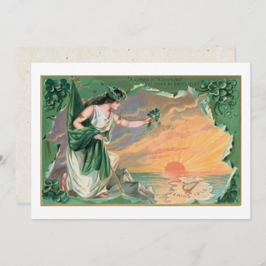 ヴィンテージエリン島アイルランドのシャームロック付き巫女 シーズンカード (正面/裏面)