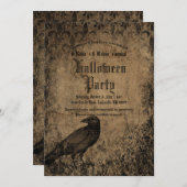 ヴィンテージエリーゴシックレ不気味イヴンハローウィンパーティ 招待状 (正面/裏面)