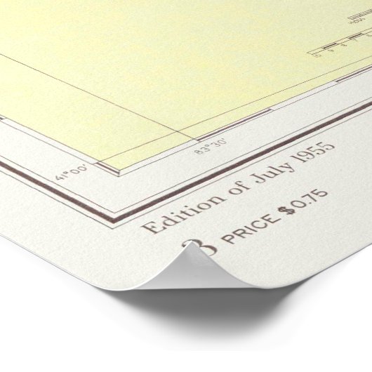 ヴィンテージエリー湖の地図(1955) ポスター (角)