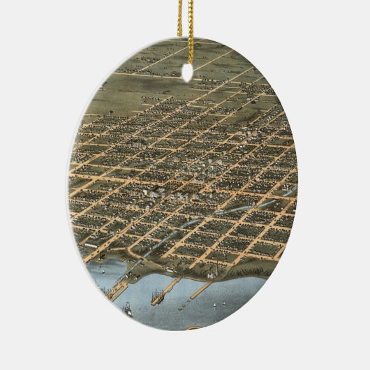ヴィンテージエリー・ペンシルバニアの写真地図(1870) セラミックオーナメント (右)