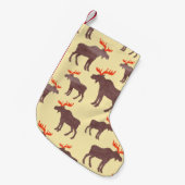 ヴィンテージエルクシルエット,水色パターン スモールクリスマスストッキング (正面 (吊り時))