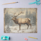 ヴィンテージエルク風光明媚なデカ素朴ップ 薄葉紙 (クラフト)