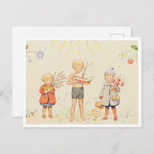 ヴィンテージエルサベスコウシーズンズアンドチルドレン葉書 ポストカード (正面/裏面)