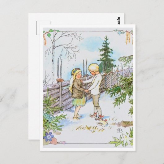 ヴィンテージエルサベスコウ雪の子供はがき ポストカード (正面/裏面)