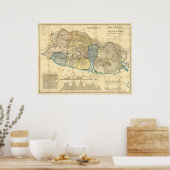 ヴィンテージエルサルバドルの地図(1858年) ポスター (キッチン)
