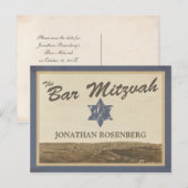 ヴィンテージエルサレムバー(ユダヤ教の)バル・ミツバー日付海軍を保存 案内ポストカード (正面/裏面)