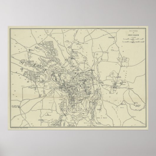 ヴィンテージエルサレム・イスラエルの地図（1917年） ポスター (正面)