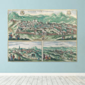 ヴィンテージエルサレム、ナザレおよびレームイスラエルの地図 キャンバスプリント (インサイチュ (ウッドフロア))