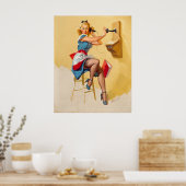 ヴィンテージエルブグレン電話ピンアップガールレトロ ポスター (キッチン)