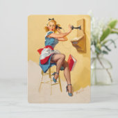 ヴィンテージエルブグレン電話ピンアップガールレトロ 招待状 (スタンド正面)